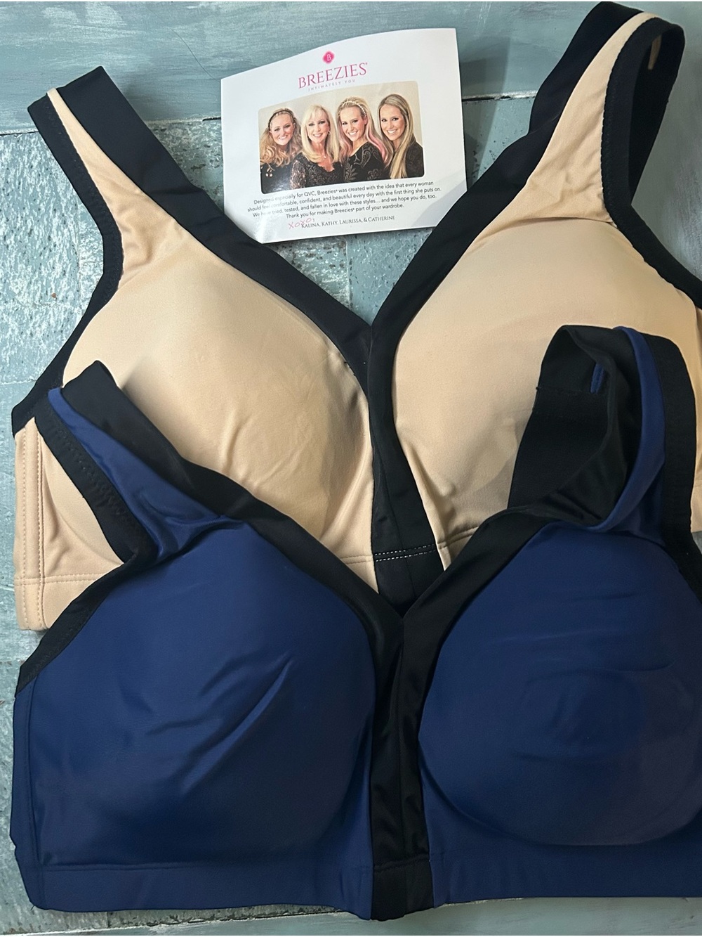 Breezies Dual-Pack Wireless Bra in Nude and Navy with Black Trim